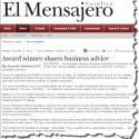 Article from El Mensajero: Award winner shares business advice