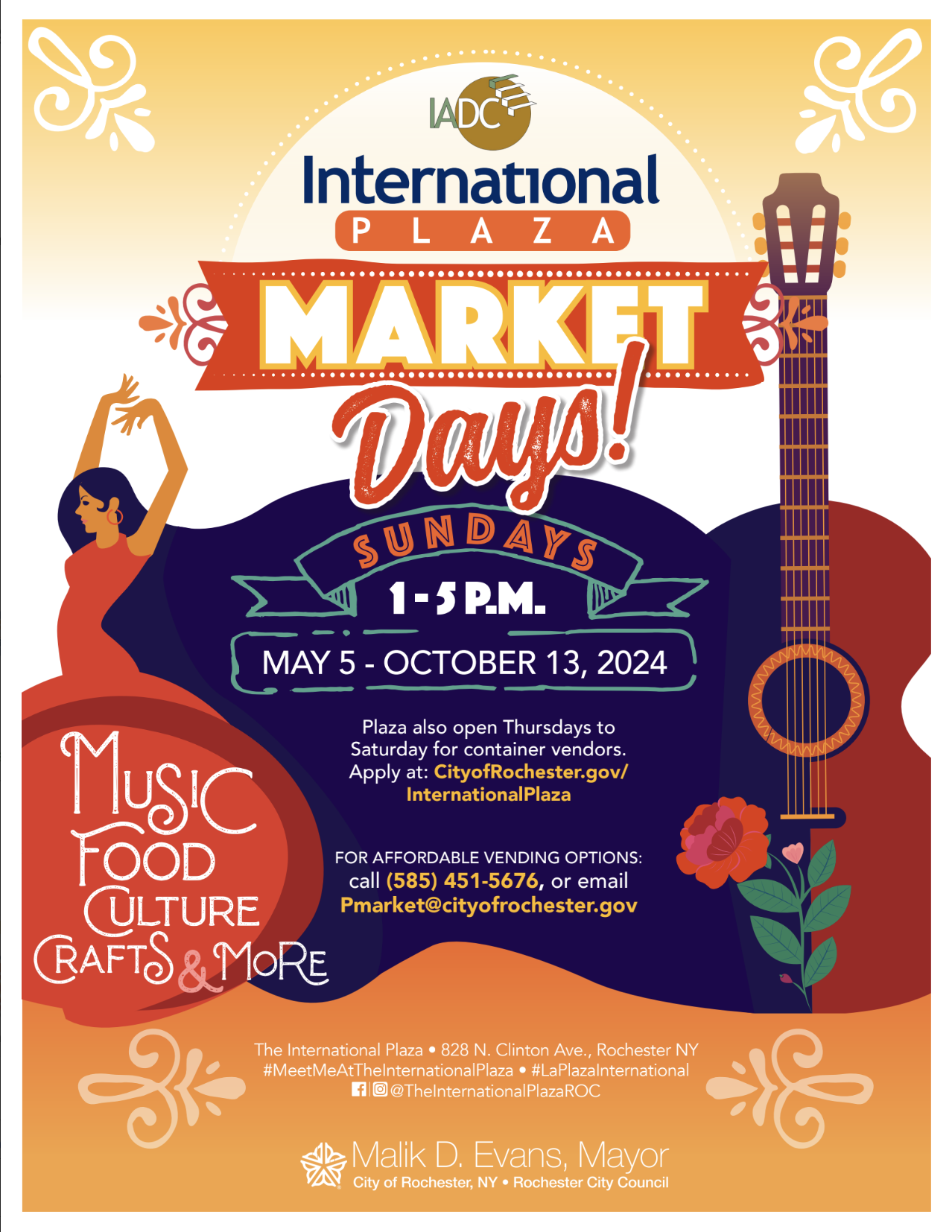 The International Plaza season begins on May 5th with a Cinco de Mayo festival! Come support local vendors and enjoy music and dancing!